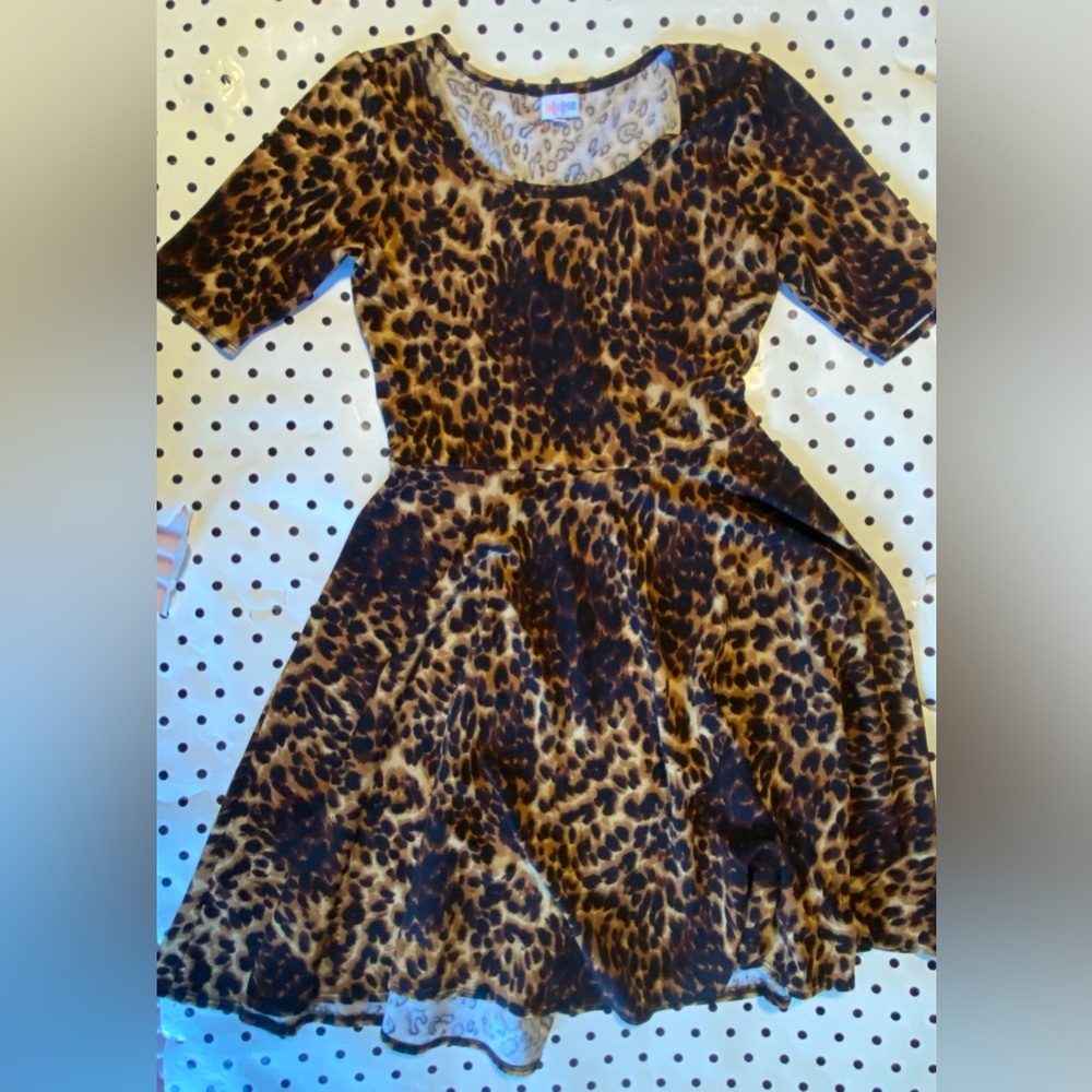 LulaRoe Nicole Dress Leopard Print sz Large